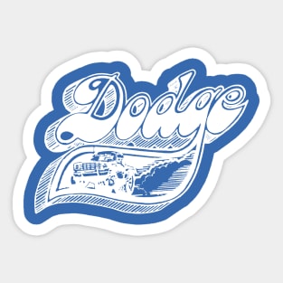 Vintage Dodge Pick-Up Art (White on Blue) Sticker